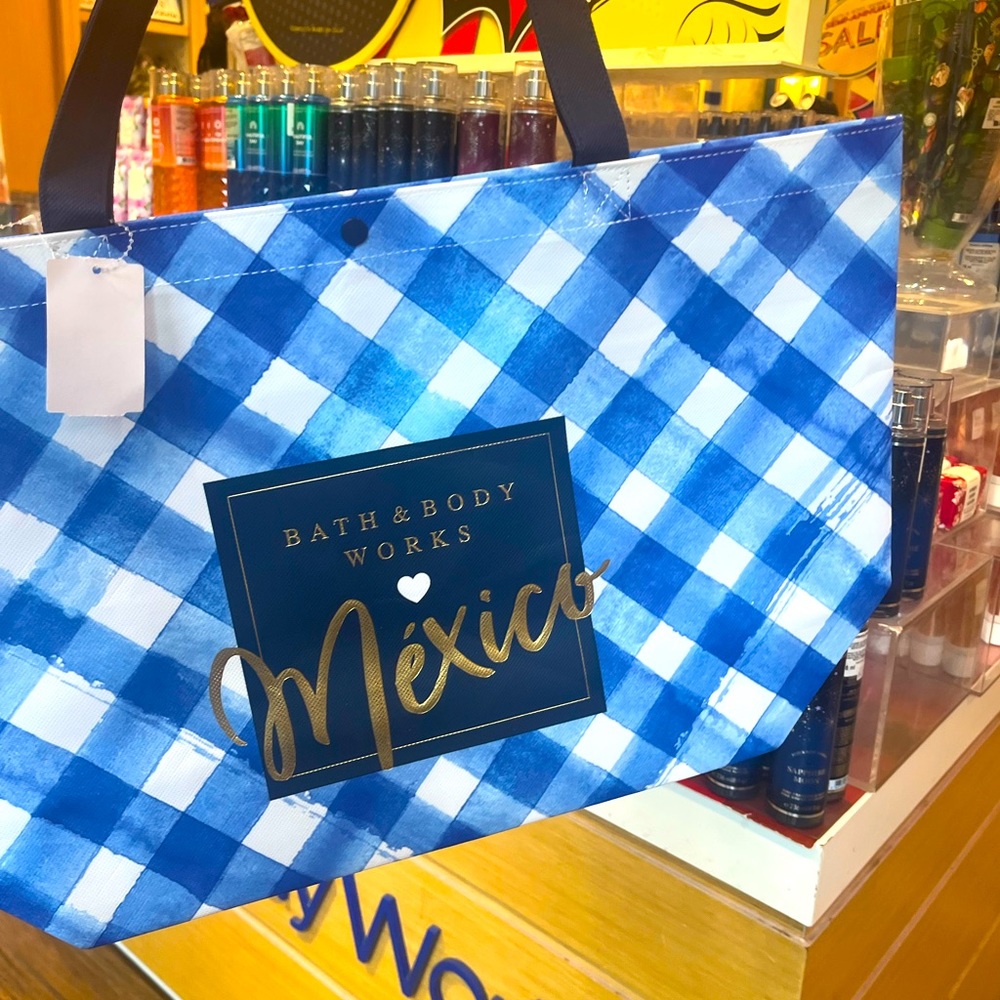 Bath & Body Works Mexico Gingham Large Reusable Tote Limited Edition